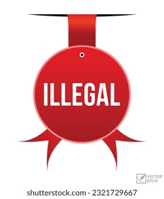 Diseño ilegal de pancartas. Icono ilegal. Ilustración vectorial de estilo plano.