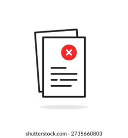 illegal contract conclusion or error in audit icon. simple outline trend modern logotype graphic design element isolated on white. concept of dismiss document with violation or financial policy fraud