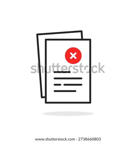 illegal contract conclusion or error in audit icon. simple outline trend modern logotype graphic design element isolated on white. concept of dismiss document with violation or financial policy fraud