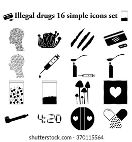 Illegal Drugs 16 Simple Icons Set