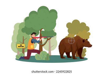 Illegal Hunting Illustration concept on white background