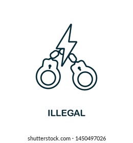 Illegal icon. Thin outline style design from corruption icons collection. Creative Illegal icon for web design, apps, software, print usage.