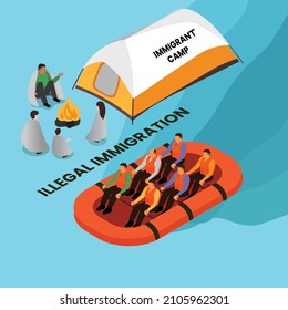 Illegal immigration isometric 3d vector concept for banner, website, illustration, landing page, flyer, etc.