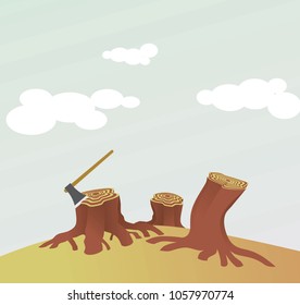 Illegal Logging Vector Illustration