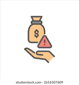 Illegal Money filled outline icon. corruption color line illustration.