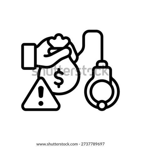 Illegal Money Icon Line Vector Illustration