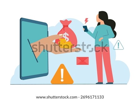 Illegal online loan application concept. Be careful with online loan services. Danger warning.
