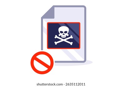 documento pirata ilegal em papel. conteúdo pirateado. ilustração vetorial plana.
