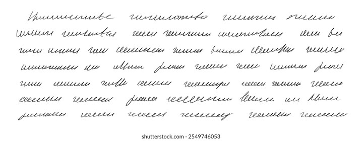 Illegible cursive script message. Handwritten scribble letter. Freehand text note. Vector hand drawn illustration.