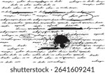 Illegible handwriting template. Abstract text seamless pattern handwritten, hand drawn note, ink spilled handwritten letter pattern, illegible, messy handwriting.eps8
