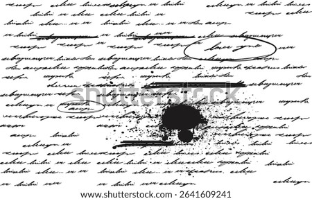 Illegible handwriting template. Abstract text seamless pattern handwritten, hand drawn note, ink spilled handwritten letter pattern, illegible, messy handwriting.eps8
