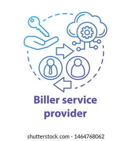 iller service provider concept icon. Billing idea thin line illustration. Services provision. E-payment for services. Vector isolated outline drawing. Invoice providing. Editable stroke