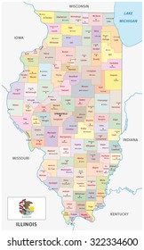 Illinois administrative map with flag