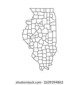 Illinois administrative map outline isolated white background