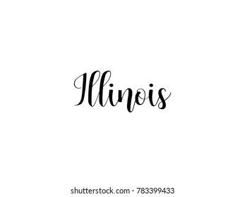  Illinois. American state. Lettering. Modern calligraphy. Hand drawn vector illustration.  element for flyers, banner, postcards and posters. 