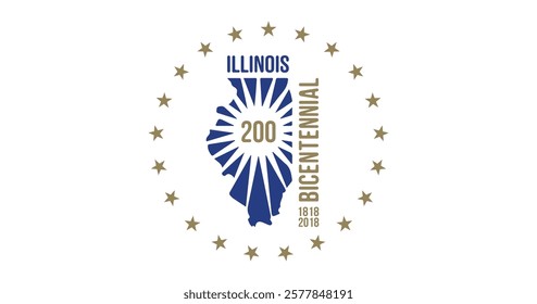 Illinois Bicentennial Flag Vector Illustration Premium Quality