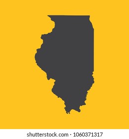 Illinois black map,border on orange background. Vector illustration.