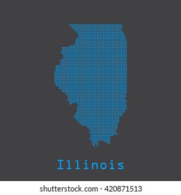 Illinois blue abstract dots map. Dotted style. Vector illustration EPS8