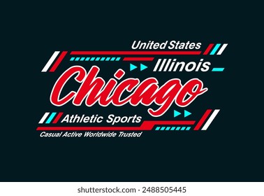 Illinois chicago design urban sport vintage college calligraphy, t shirt print, vector illustration