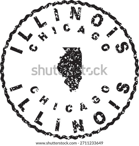 Illinois Chicago Round Seal Map Design