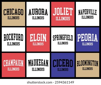 Illinois Cities by Population t shirt bundle