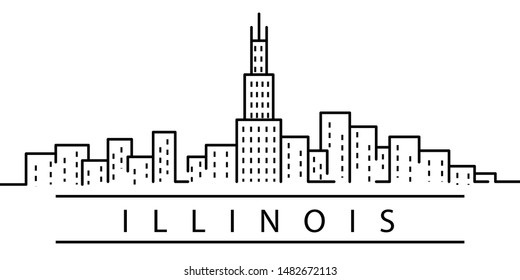 Illinois city line icon. Element of USA states illustration icons. Signs, symbols can be used for web, logo, mobile app, UI, UX