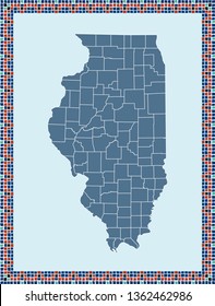 Illinois county map vector outline gray background. Counties map of Illinois state of USA in a creative design