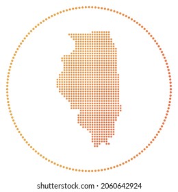 Illinois digital badge. Dotted style map of Illinois in circle. Tech icon of the US state with gradiented dots. Neat vector illustration.