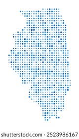 Illinois Dot Map. Us State Digital Style Shape. Illinois vector image. Us State shape blue circular dots. Vibrant vector illustration.