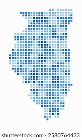 Illinois dotted map. Digital style map of the state on white background. Illinois shape with square dots. Colored dots style. Large size squares. Classy vector illustration.