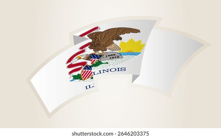 Illinois Flag in Abstract Ribbon Shape, National Symbol of the Illinois. This vector is ideal for use in national events, Independence Day, international sports competitions.