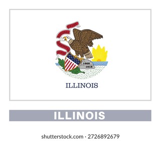 illinois flag. American state flags in official colors and proportions
