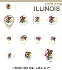 Illinois Flag Collection, USA State, 12 versions