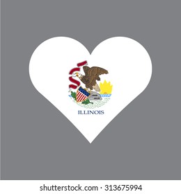 Illinois flag heart . Love to country and state. Vector illustration EPS8