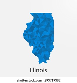 Illinois flag map in geometric,mosaic polygonal style.Abstract tessellation,background. Low poly vector illustration EPS10