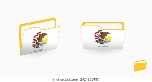Illinois flag on two type of folder icon. Vector illustration.