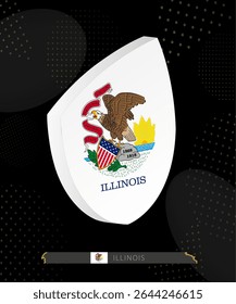 Illinois Flag Shield icon in 3D on Dark Modern Abstract Rugby Background. Perfect for sports events, heritage themes, national celebrations, and patriotic designs.