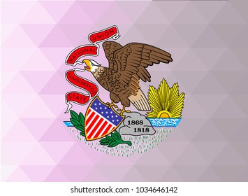 Illinois Flag vector illustration. Illinois Flag. National Flag of Illinois . Mosaic flag. Vector