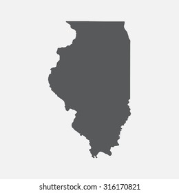 Illinois grey state border map. svg