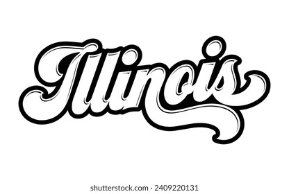 Illinois hand lettering design calligraphy vector, Illinois text vector trendy typography design