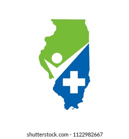 Illinois and health care logo. vector illustration.