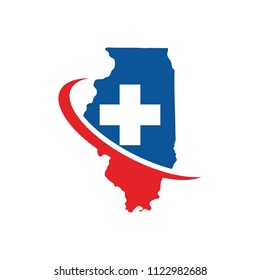 Illinois and health care logo. vector illustration.