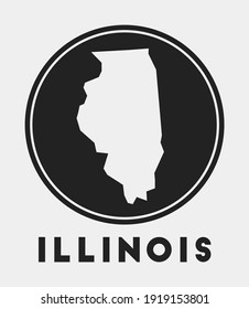 Illinois icon. Round logo with us state map and title. Stylish Illinois badge with map. Vector illustration.