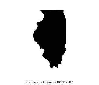 Illinois IL Map. AL USA State Map. Black and White Illinoisan State Border Boundary Line Outline Geography Territory Shape Vector Illustration EPS Clipart