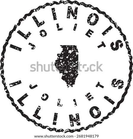 Illinois Joliet Round Seal Map Design