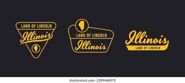 Illinois - Land of Lincoln. Illinois state logo, label, poster. Vintage poster. Print for T-shirt, typography. Vector illustration