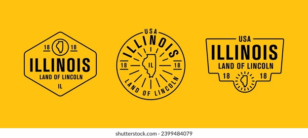 Illinois - Land of Lincoln. Illinois state logo, label, poster. Vintage poster. Print for T-shirt, typography. Vector illustration