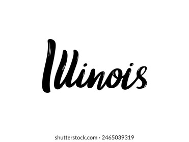 Illinois Lettering. Handwritten State name. Vector design template.