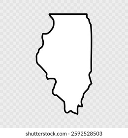 Illinois Map Black, State Border, United States, US America, Transparent Isolated, Variations. Illinois black map on background vector. Map of the U.S. state Illinois