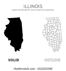 Illinois map. Blank vector map of the Us State with counties. Borders of Illinois for your infographic. Vector illustration.